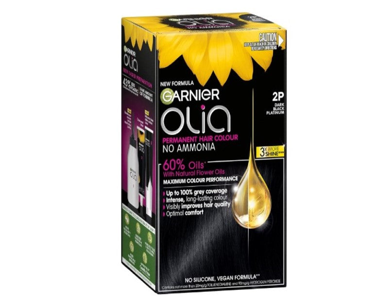 Garnier, Permanent Hair Colour, Ammonia Free and Nourishing, Olia, 2P Platinum Black