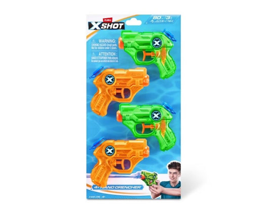 4 Pack Zuru X-Shot Water Warfare Nano Drencher Water Blaster