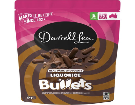 Darrell Lea Dark Chocolate Liquorice Bullets 204g - 2 Pack