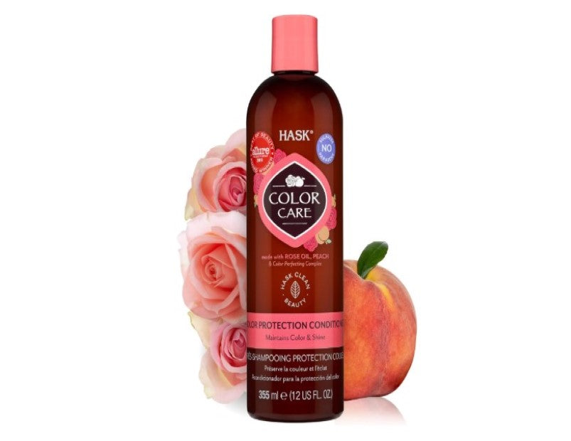 HASK Colour Care Colour Protection Conditioner, with Rose Oil + Peach for colored hair, vegan, cruelty-free - 1 355 mL Bottle