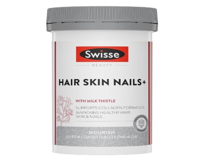 Swisse Beauty Hair Skin Nails+ - Supports Collagen Formation & Reduces Nail Splitting - 100 Tablet