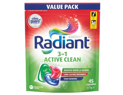 Radiant Active Clean 3 in 1 Laundry Detergent, 675 g (45 Capsules)