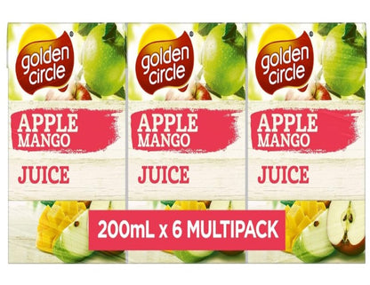 Golden Circle Apple and Mango Fruit Juice Box Poppers Multipack Apple, Mango Juice No Added Sugar No Artificial Colours, Flavours or Preservatives 200ml (Pack of 6)