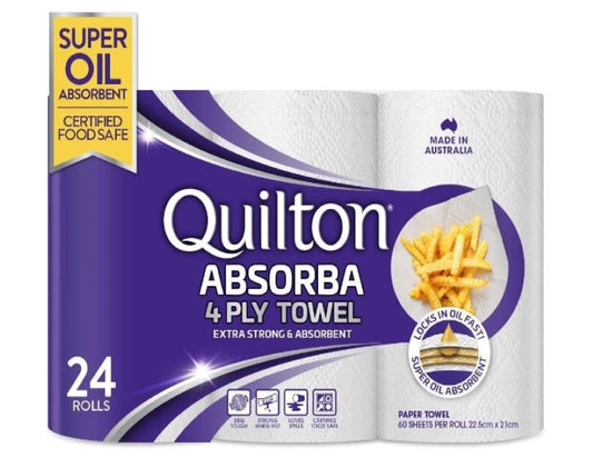 Quilton Absorba Paper Towel Rolls, Pack of 24