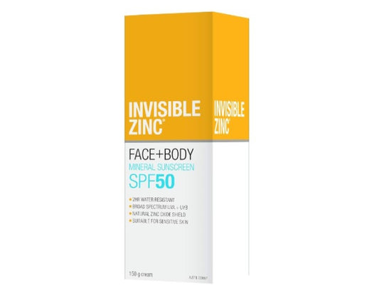 Invisible Zinc SPF50+ Face and Body Sunscreen, 150g