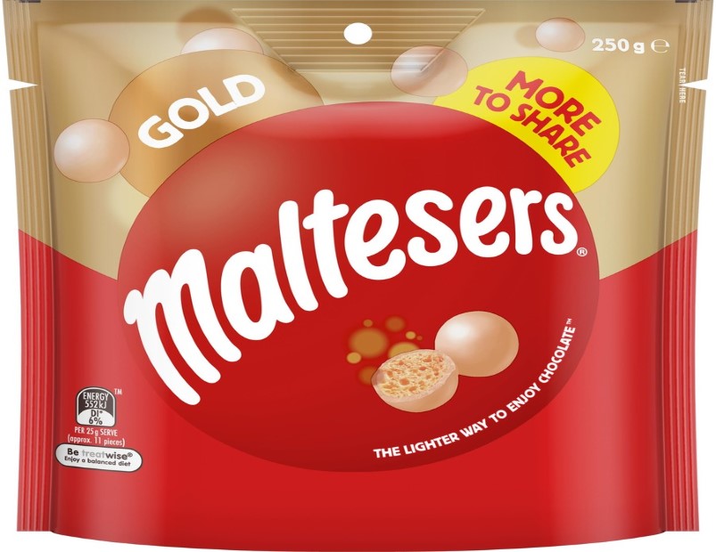 Maltesers Gold Chocolate Snack & Share Bag 250g - 2 Pack