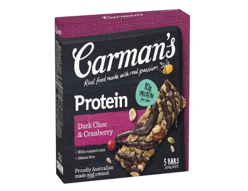 Carman's Gourmet Protein Bar Dark Choc & Cranberry, 200 g