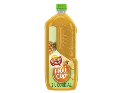 Golden Circle Fruit Cup Cordial Cordials Drinks Bottle No Artificial Colours, Flavours, or Sweeteners 100% Recyclable Bottle Makes 10 L 2L Bottle