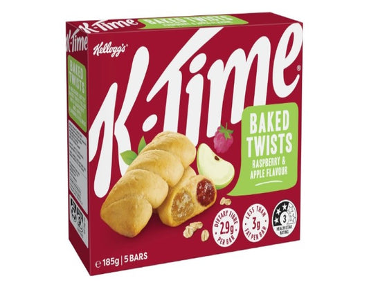 Kellogg's K-Time Baked Twists, Raspberry and Apple Flavour Snack Bars, 185g, 5 Count (Pack of 1)