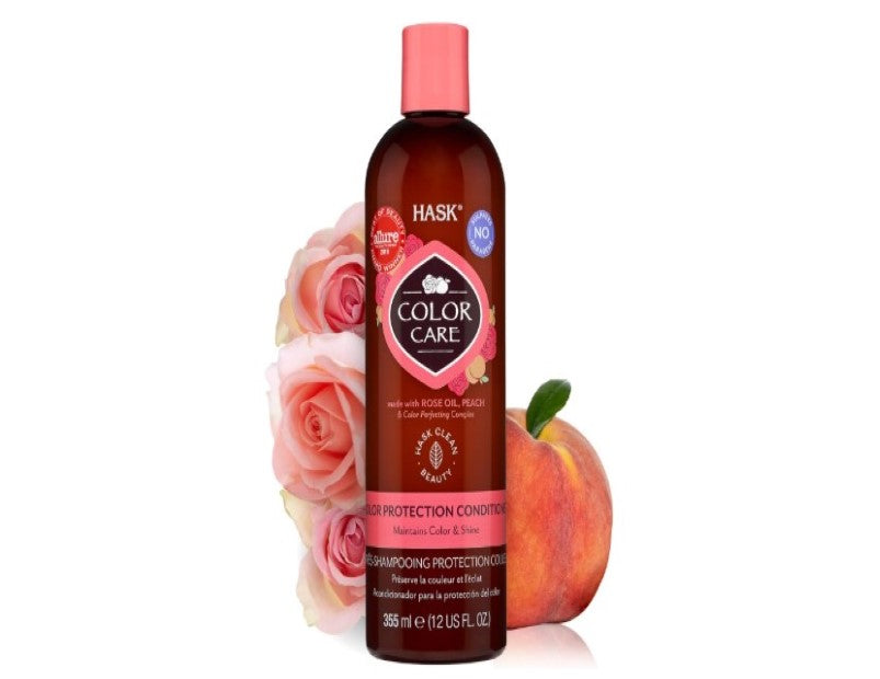 HASK Colour Care Colour Protection Conditioner, with Rose Oil + Peach for colored hair, vegan, colour safe - 1 355 mL Bottle