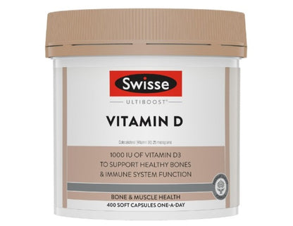 Swisse Ultiboost Vitamin D - Supports Bone & Muscle Health & Maintains Healthy Immune System - 400 Capsules