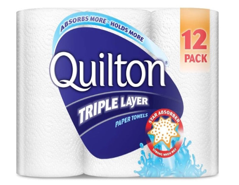 Quilton 3 Ply White Paper Towel (60 Sheets per Roll), 12 count, Pack of 12