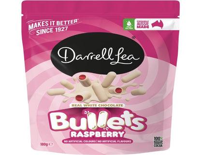 Darrell Lea White Chocolate Bullets Raspberry 180g - 2 Pack