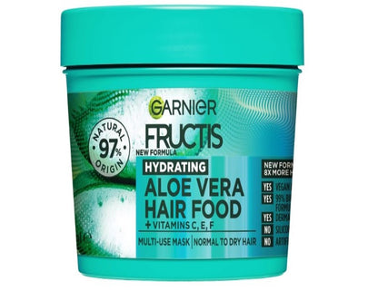 Garnier Fructis, 3-in-1 Hair Mask, Hydrating & Increases Shine, Hair Food Aloe Vera, 390ml