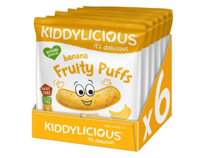 Kiddylicious Gluten-Free Banana Fruity Puffs, 10g (Pack of 6)