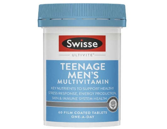 Swisse Ultivite Teenage Men's Multivitamin - with B Vitamins, Magnesium, Iron and More To Support General Health - 60 Tablets