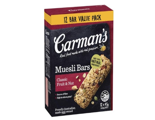 Carman's Classic Fruit and Nut Muesli Bars Value Pack 45 g (Pack of 12)