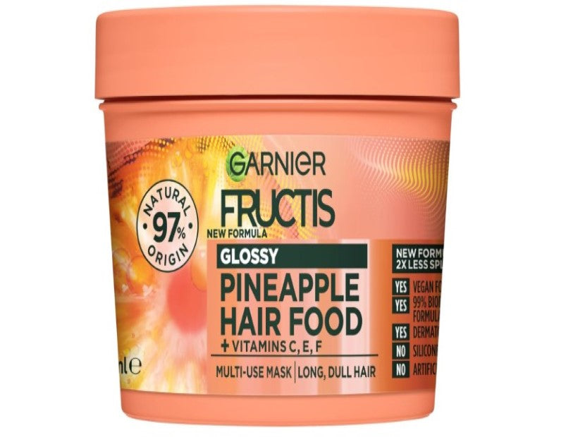 Garnier Fructis Hair Food Glossy Pineapple Multi Use Treatment, Mask For Long Dull Hair, 390ml