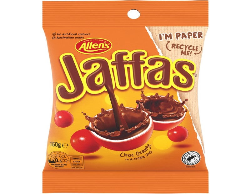 Allen's Jaffas Chocolate Orange Lolly Bag 160g - 2 Pack