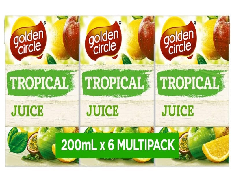 Golden Circle Tropical Fruit Juice Box Poppers Multipack Pear, Apple, Pineapple, Flavours or Preservatives 200ml (Pack of 6)