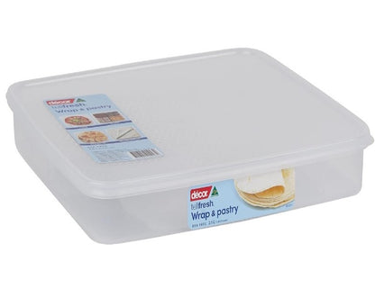 Décor Food Storage Container for Pastry Sheets, Slices and Pita Breads 2.5L,White