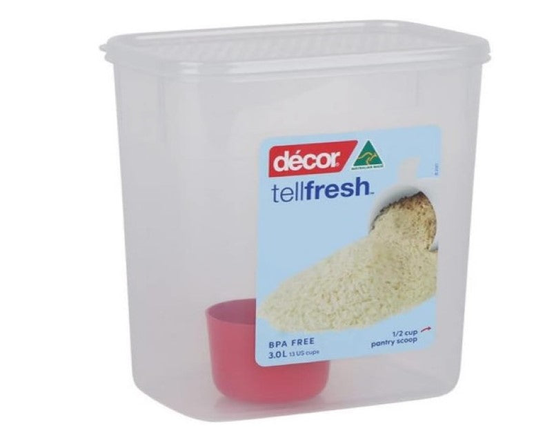 Décor Tellfresh Tall Oblong Storer, 3 Litre Capacity