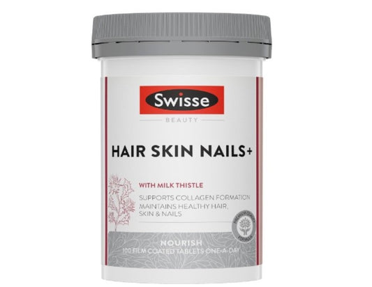 Swisse Beauty Hair Skin Nails+ - Supports Collagen Formation & Reduces Nail Splitting - 100 Tablets