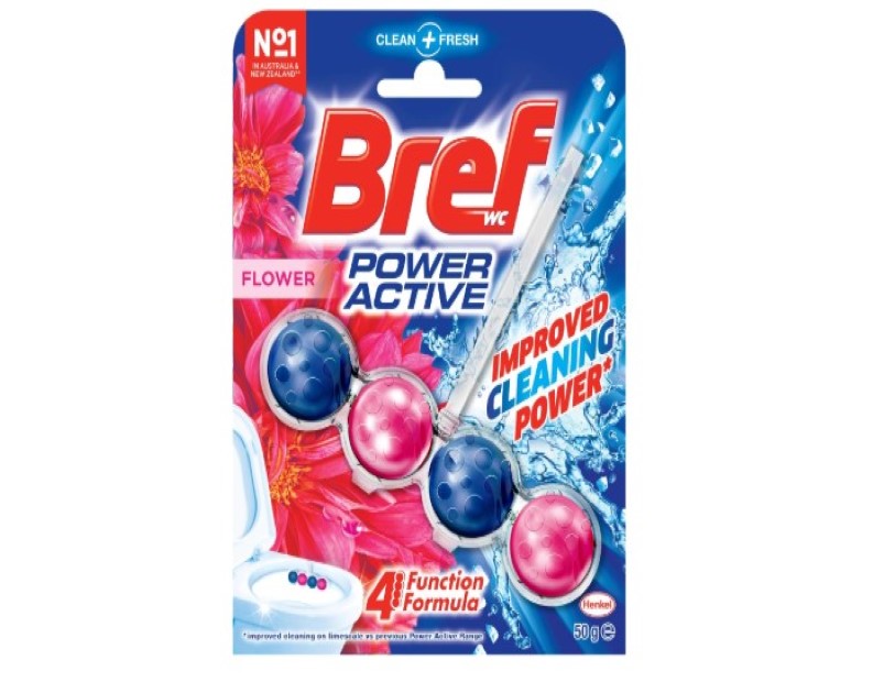 Bref Power Active Flower Blossom with Air Freshener Effect, Rim Block Toilet Cleaner, 50g