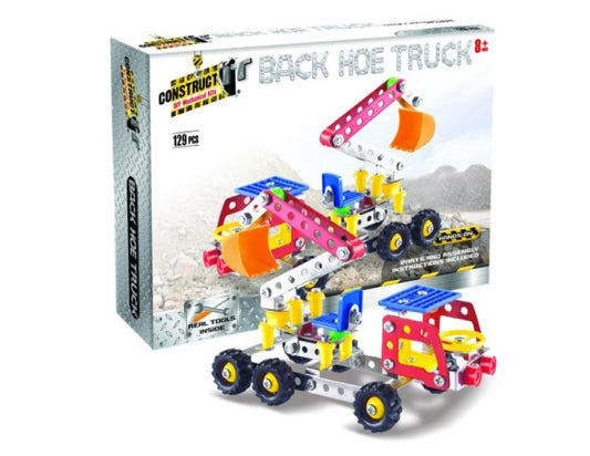 Construct IT Hoe Truck - 129 Piece Hoe Truck Construction Kit - STEM Toys for 8+ Year Olds - Build Your Own Metal Hoe Truck