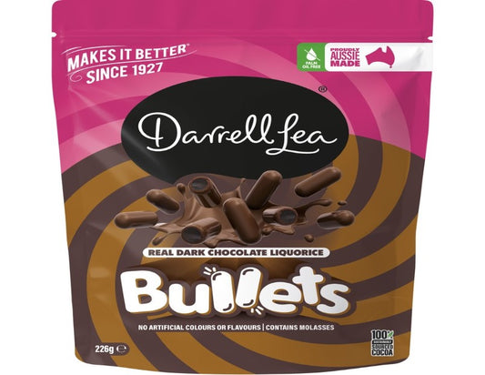 Darrell Lea Dark Chocolate Liquorice Bullets 226g - 2 Pack