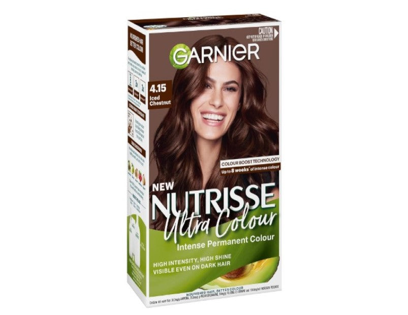 Garnier Nutrisse Permanent Hair Colour, 4.15 Iced Chestnut Mohogany Ash Brown