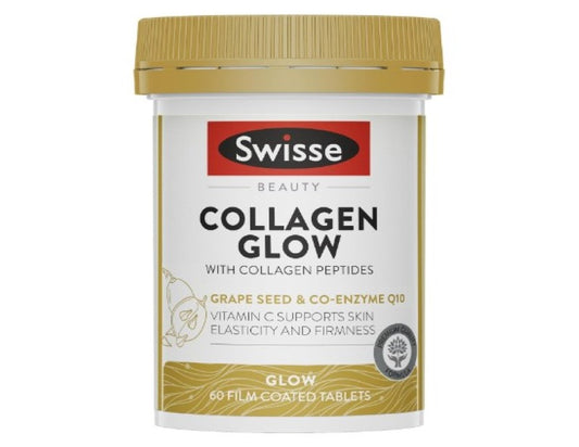 Swisse Beauty Collagen Glow With Collagen Peptides - Supports Skin Elasticity & Firmness With Vitamin C - 60 Tablets