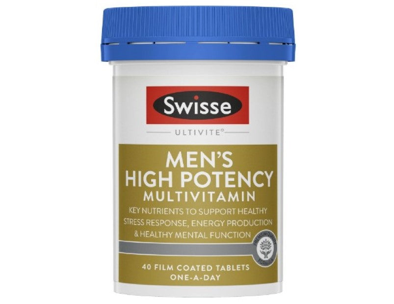 Swisse Ultivite Men's High Potency Multivitamin - with B Vitamins, Zinc & Selenium to Support Energy Production and Vitality - 40 Tablets