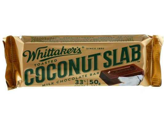 Whittaker's Toasted Coconut Slab Milk Chocolate Bar 50g - 3 Pack