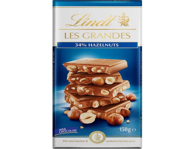 Lindt Les Grandes Milk Chocolate & Hazelnuts 150g