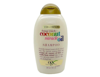 Ogx Extra Strength Damage Remedy + Hydrating & Repairing Coconut Miracle Oil Shampoo For Damaged & Dry Hair 385mL