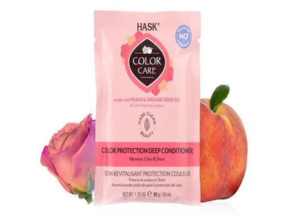 HASK Colour Care Deep Conditioner Treatment with Rose Oil + Peach for all hair types, paraben-free - 1 50mL Packette