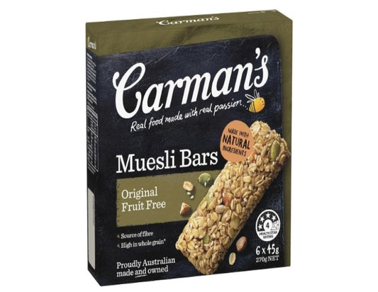 Carman's Muesli Bar Original Fruit Free, 6-pack (270g)