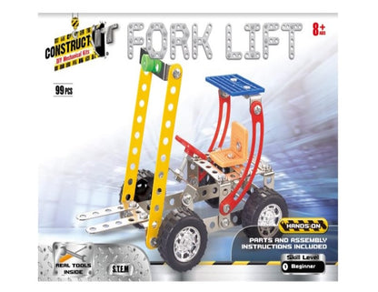 Construct IT Fork Lift - 99 Piece Forklift Construction Kit - STEM Toys for 8+ Year Olds - Build Your Own Metal Fork Lift - STEM for Kids Ages 8-12