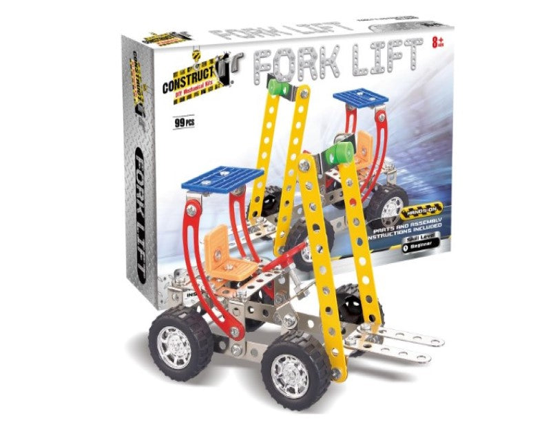 Construct IT Fork Lift - 99 Piece Forklift Construction Kit - STEM Toys for 8+ Year Olds - Build Your Own Metal Fork Lift - STEM for Kids Ages 8-12