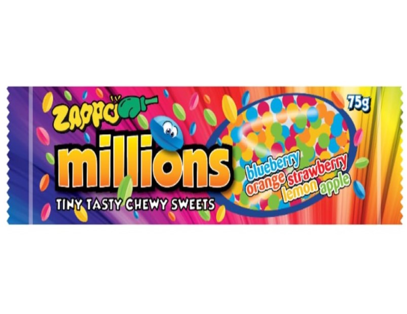 ZAPPO Millions Rainbow Chewy Sweets - (Bulk Pack of 24 x 75g)