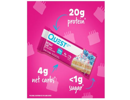 Quest Nutrition Birthday Cake Protein Bar, High Protein, Low Carb, Keto Friendly, 12 Count