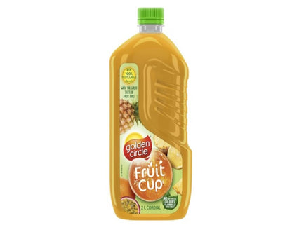 Golden Circle Fruit Cup Cordial Cordials Drinks Bottle No Artificial Colours, Flavours, or Sweeteners 100% Recyclable Bottle Makes 10 L 2L Bottle