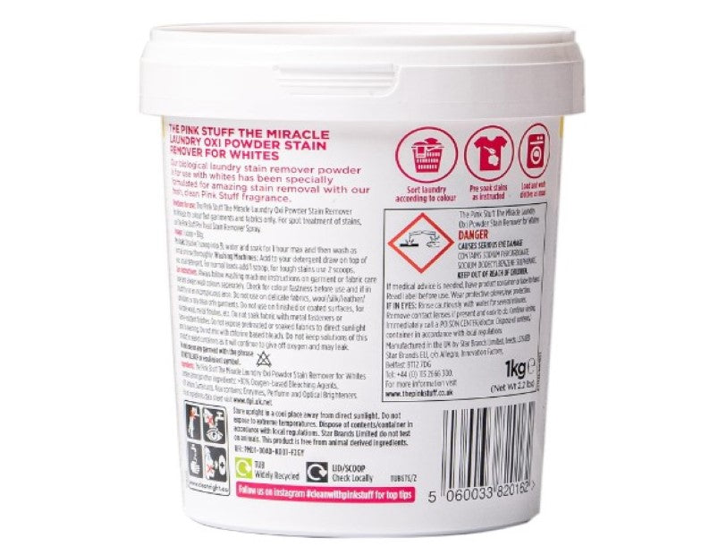 The Pink Stuff Oxi Powder Stain Remover - Whites, 1 kilograms