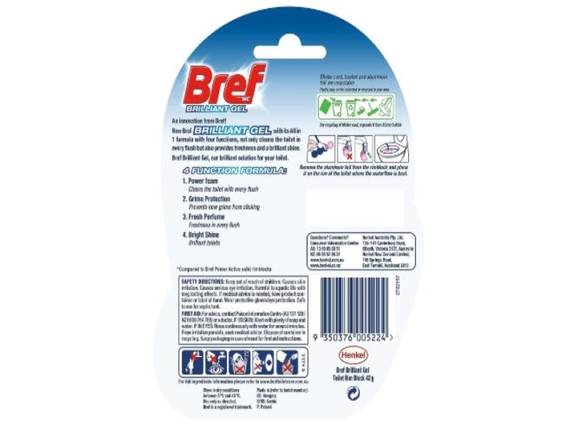 Bref Brilliant Gel Spring Rain, Rim block Toilet Cleaner 42g