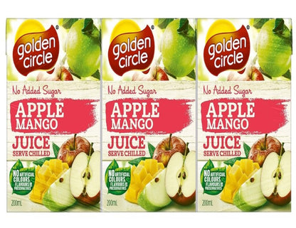 Golden Circle Apple and Mango Fruit Juice Box Poppers Multipack Apple, Mango Juice No Added Sugar No Artificial Colours, Flavours or Preservatives 200ml (Pack of 6)