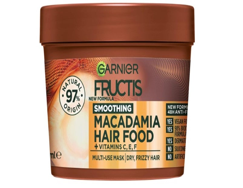 Garnier Fructis, 3-in-1 Hair Mask, Smoothing & Hydrating, Hair Food Macadamia, 390ml