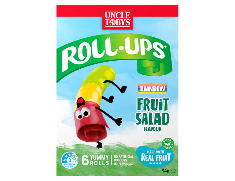 Uncle Tobys Roll-Ups Rainbow Fruit Salad 94g - 3 Pack