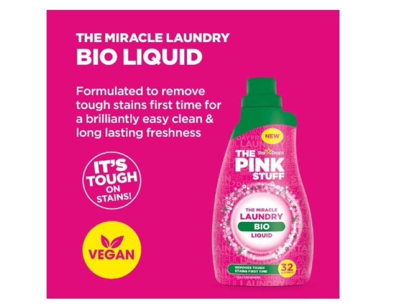 The Pink Stuff Miracle Laundry Sensitive Non-bio Liquid (960ml) - Vegan Friendly - Sensitive on Skin, Tough on Stains, Gentle on Clothes