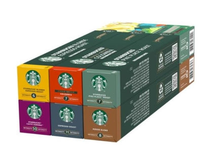 Starbucks By Nespresso Coffee Pods Variety Pack 60 Capsules (10 of each flavour)